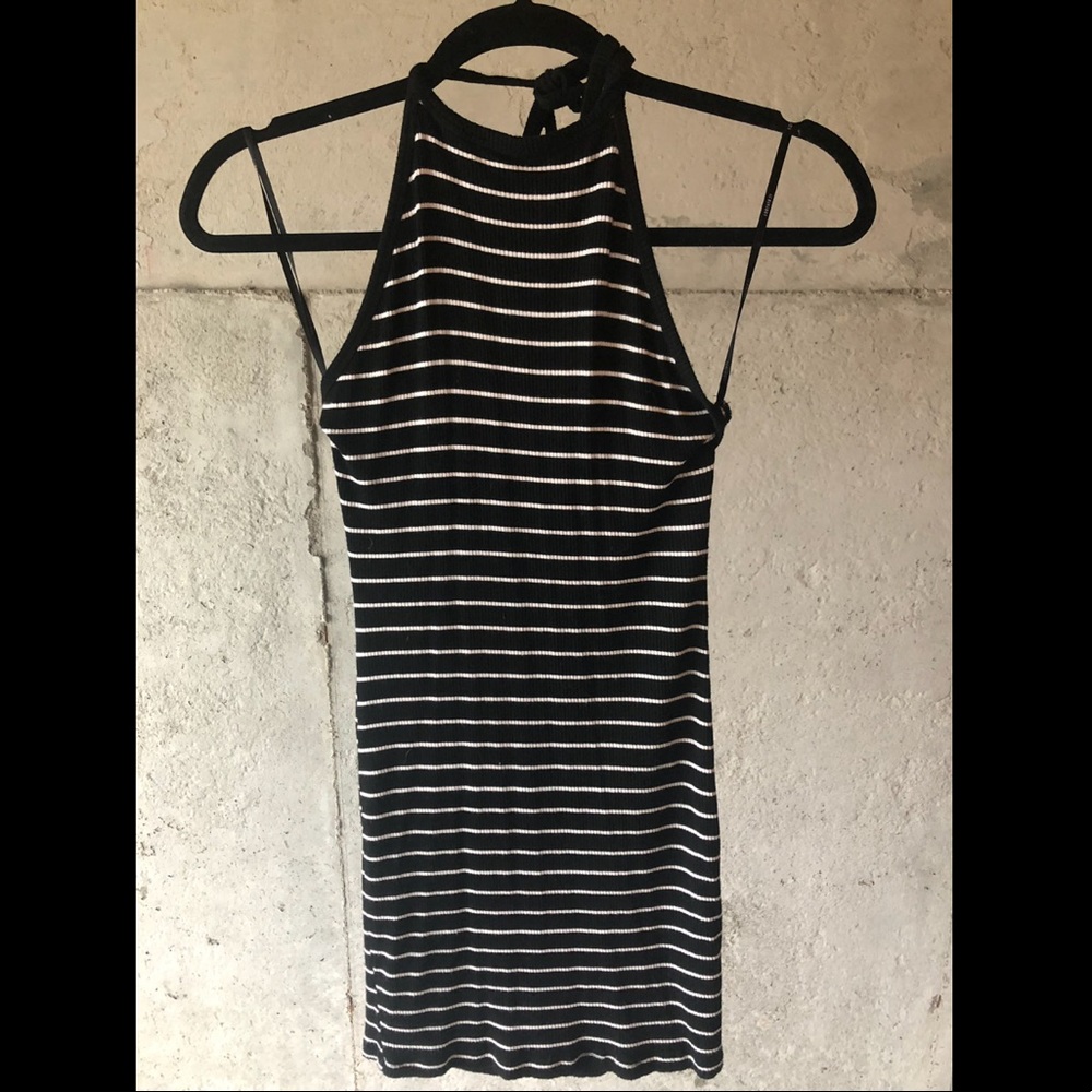Black & white fitted cotton dress